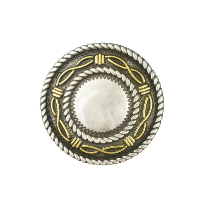 IVAN Barbed Wire Concho Round Antique Silver Antique Gold 38mm (1-1 2") / Mollies New Zealand