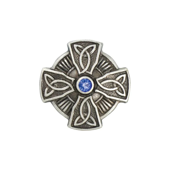IVAN Celtic Cross Concho Blue Antique Silver 25mm (1") / Mollies New Zealand