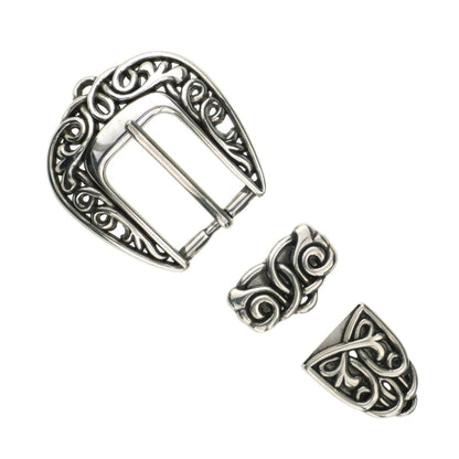 IVAN Celtic Scroll Buckle Set Antique Silver 25mm (1") / Mollies New Zealand