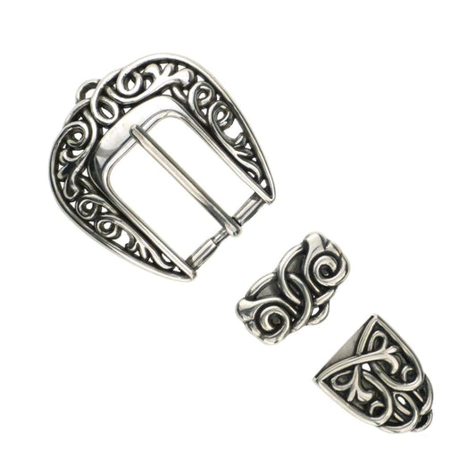 IVAN Celtic Scroll Buckle Set Antique Silver 25mm (1") / Mollies New Zealand