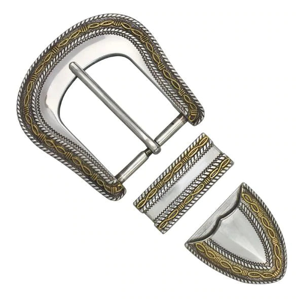 IVAN Barbwire Buckle Set Antique Silver Antique Gold 38mm (1-1 2") / Mollies New Zealand