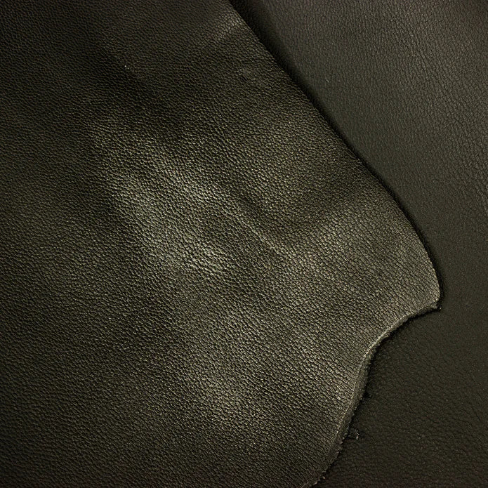 LEATHER Chrome Tanned Metallic Goat Skin / Whole Hide Black Silver 1-2oz / Mollies New Zealand