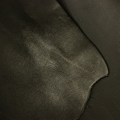 LEATHER Chrome Tanned Metallic Goat Skin / Whole Hide Black Silver 1-2oz / Mollies New Zealand