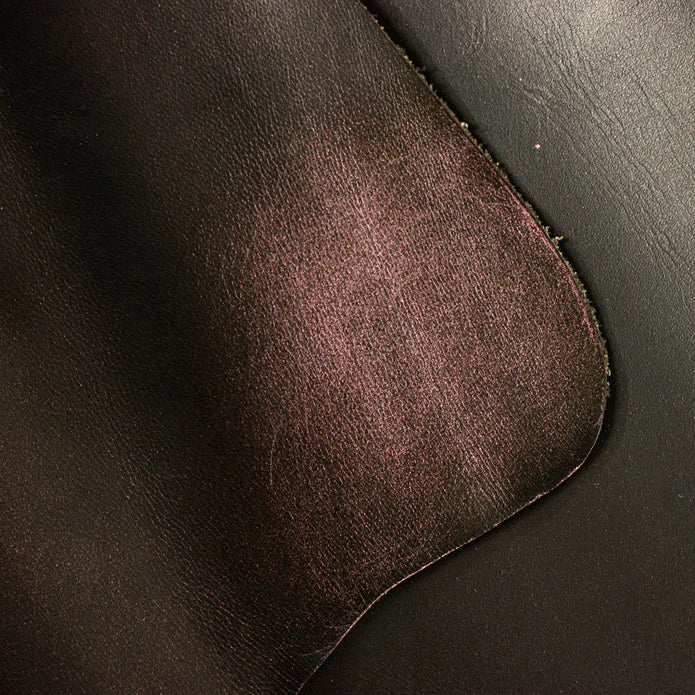 LEATHER Chrome Tanned Metallic Goat Skin / Whole Hide Black Rose 1-2oz / Mollies New Zealand
