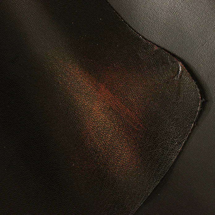 LEATHER Chrome Tanned Metallic Goat Skin / Whole Hide Black Red 1-2oz / Mollies New Zealand