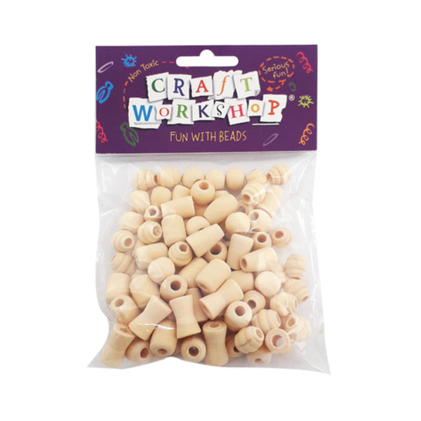 CRAFT WORKSHOP Wooden Beads Assorted Shapes 30gm | Mollies Make And Create NZ