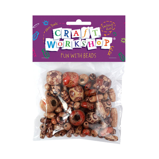 CRAFT WORKSHOP Wooden Beads Assorted 25gm | Mollies Make And Create NZ