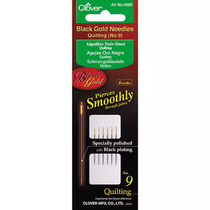CLOVER Hand Needles Black Gold Quilting | Mollies Make And Create NZ