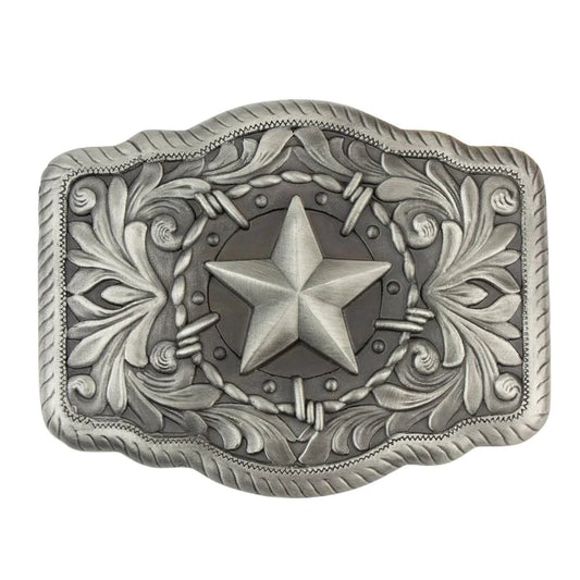 IVAN Barbed Wire Star Trophy Buckle Antique 38mm (1-1 2") / Mollies New Zealand