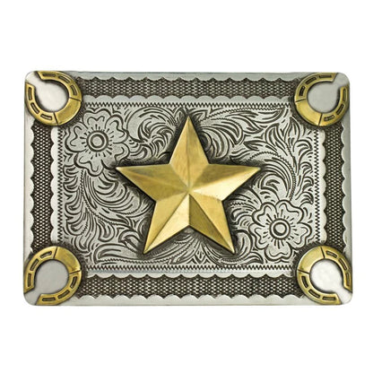 IVAN Star & Horseshoe Trophy Buckle Antique Silver Gold 38mm (1-1 2") / Mollies New Zealand