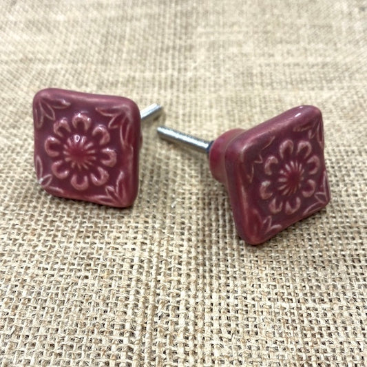 CERAMIC KNOB Gio Square Red / Mollies New Zealand