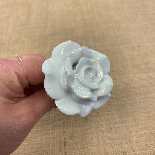 CERAMIC KNOB Large White Rose / Mollies New Zealand