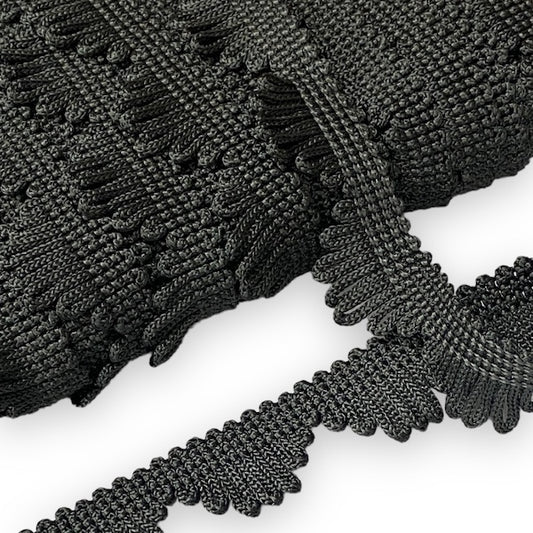 LOOPED GIMP FRINGE Dark Grey 25mm Per meter / Mollies New Zealand