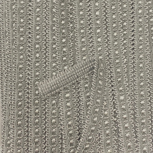 GIMP BRAID Fancy 15mm Silver Grey Per meter / Mollies New Zealand