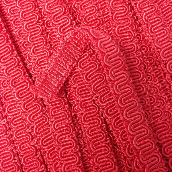 GIMP BRAID Scroll 15mm Cherry Red Per meter / Mollies New Zealand