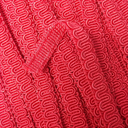 GIMP BRAID Scroll 15mm Cherry Red Per meter / Mollies New Zealand