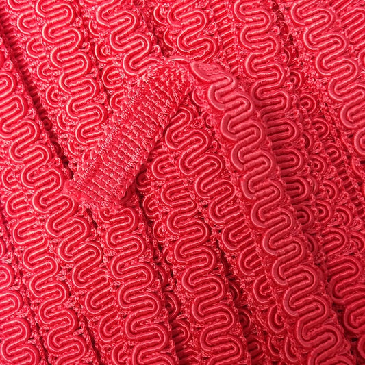 GIMP BRAID Scroll 15mm Cherry Red Per meter / Mollies New Zealand