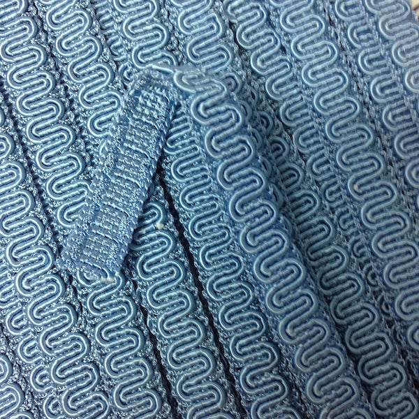 GIMP BRAID Scroll 15mm Sky Blue Per meter / Mollies New Zealand