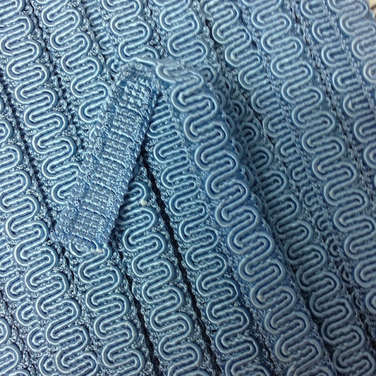 GIMP BRAID Scroll 15mm Sky Blue Per meter / Mollies New Zealand