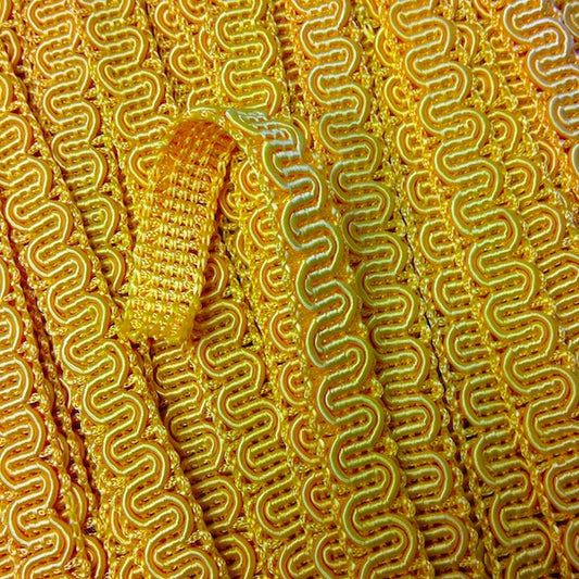 GIMP BRAID Scroll 15mm Sunshine Yellow Per meter / Mollies New Zealand