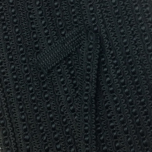GIMP BRAID Fancy 15mm Jet Black Per meter / Mollies New Zealand