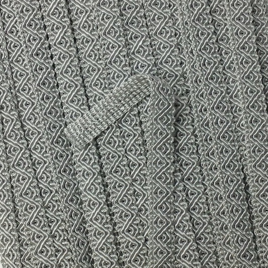 GIMP BRAID Ziggy 12mm Grey White Per meter / Mollies New Zealand