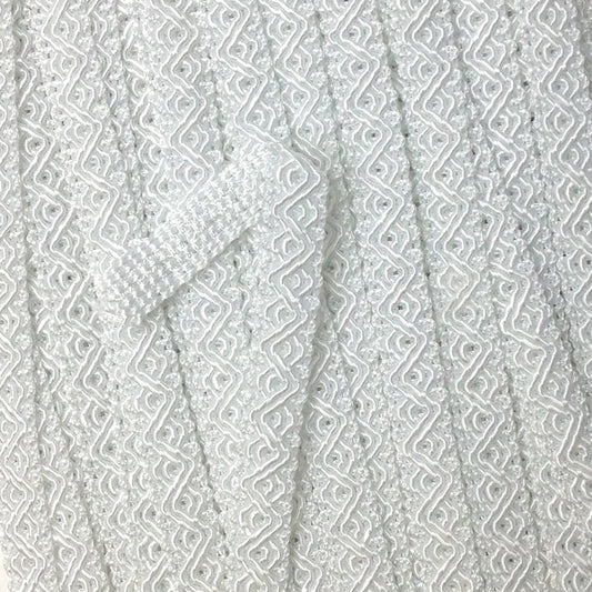 GIMP BRAID Ziggy 12mm SP1 White Per meter / Mollies New Zealand