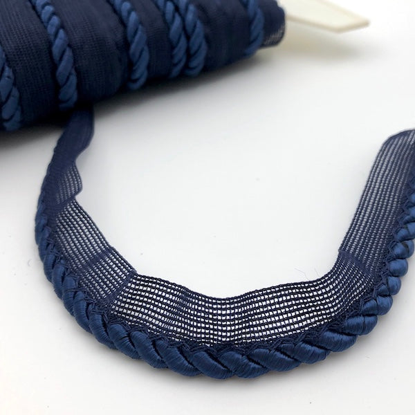 FLANGED CORD Navy Per meter 6mm / Mollies New Zealand
