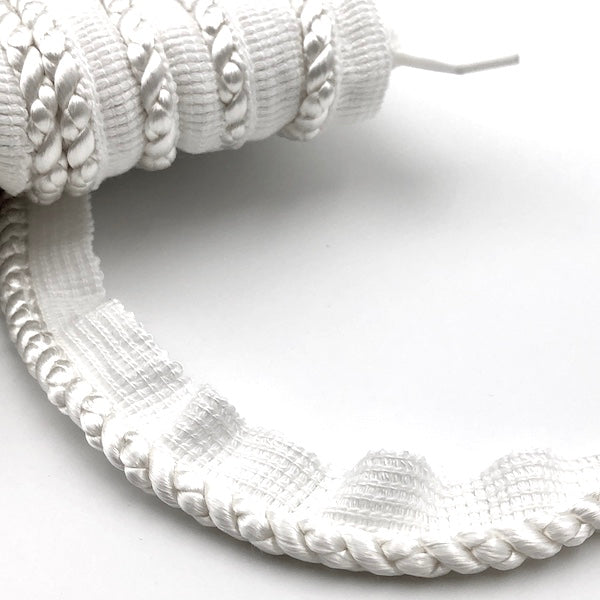 FLANGED CORD White Per meter 7mm / Mollies New Zealand