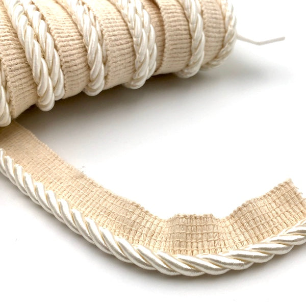 FLANGED CORD Deep Cream Per meter 8mm / Mollies New Zealand