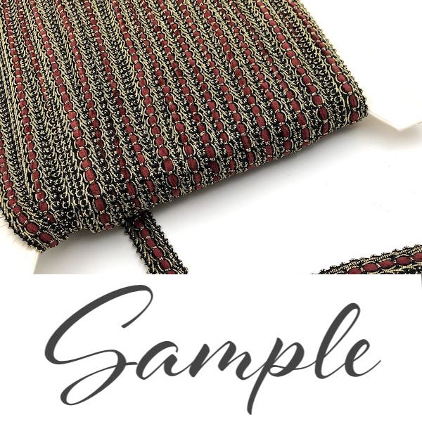 GIMP BRAID Laced 15mm Black Gold Red / Mollies New Zealand