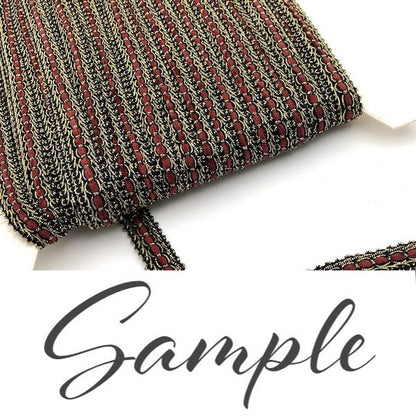 GIMP BRAID Laced 15mm Black Gold Red / Mollies New Zealand