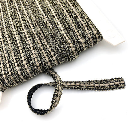 GIMP BRAID Laced 15mm Black Gold Taupe Per meter / Mollies New Zealand