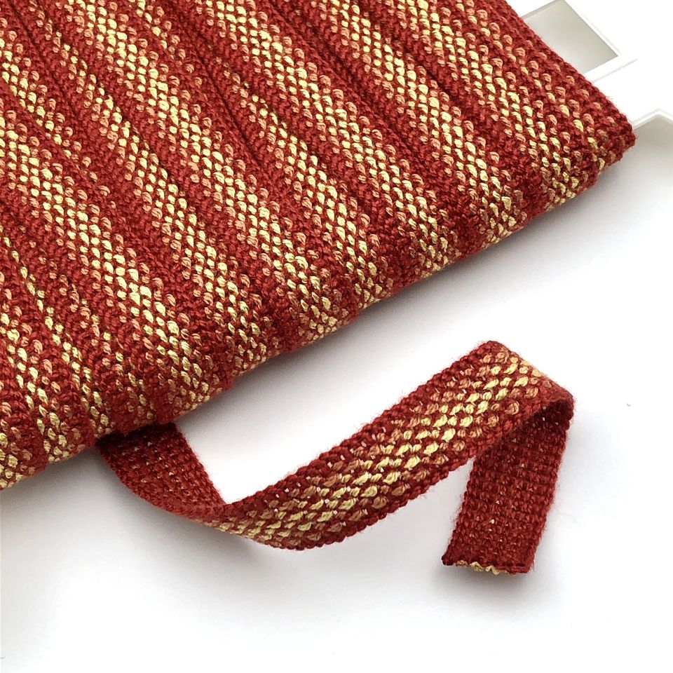 GIMP BRAID Woven 15mm Gold Terracotta Rust Per meter / Mollies New Zealand
