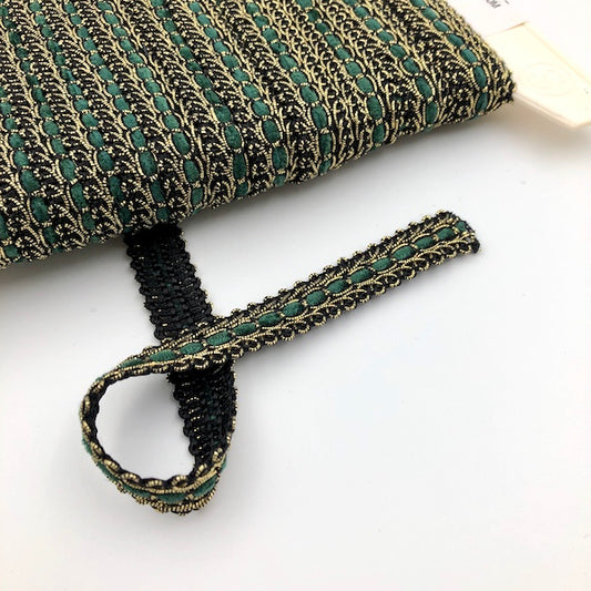 GIMP BRAID Laced 15mm Black Gold Bottle Per meter / Mollies New Zealand