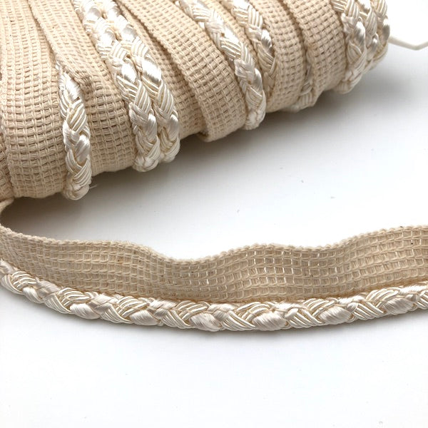 FLANGED CORD Ivory Braided Per meter 8mm / Mollies New Zealand