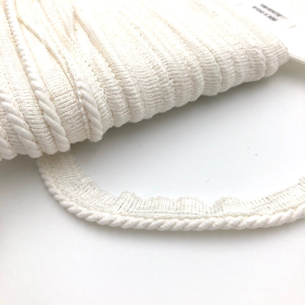 FLANGED CORD White Per meter 4mm / Mollies New Zealand