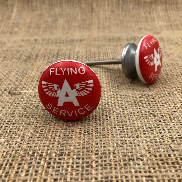 CERAMIC KNOB Flying Service Red | Mollies Make And Create NZ