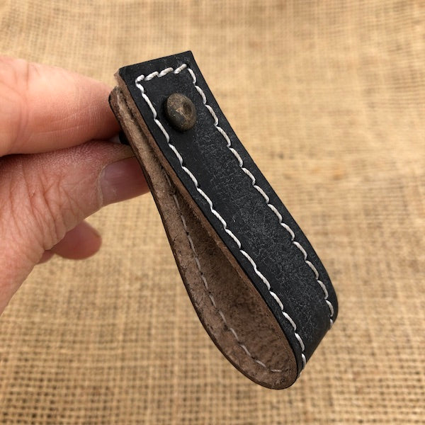 LEATHER PULLS Stitched Black | Mollies Make And Create NZ