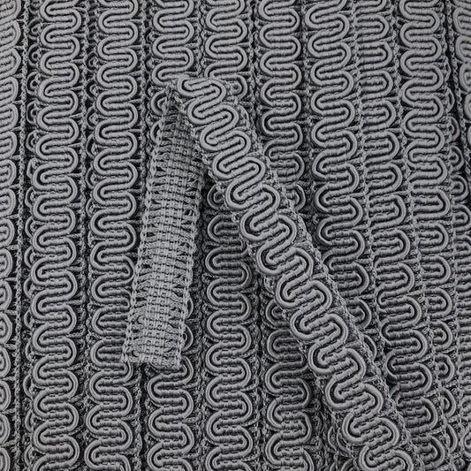 GIMP BRAID Scroll 15mm Mid Grey Per meter / Mollies New Zealand