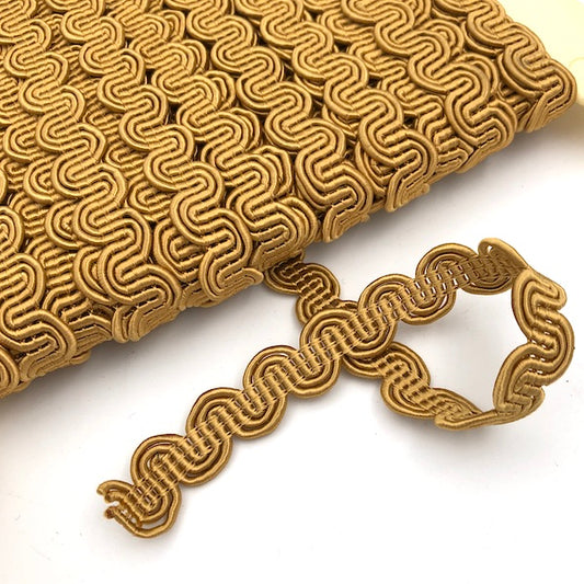 GIMP BRAID Curved 13mm Mustard/Tan Per meter / Mollies New Zealand
