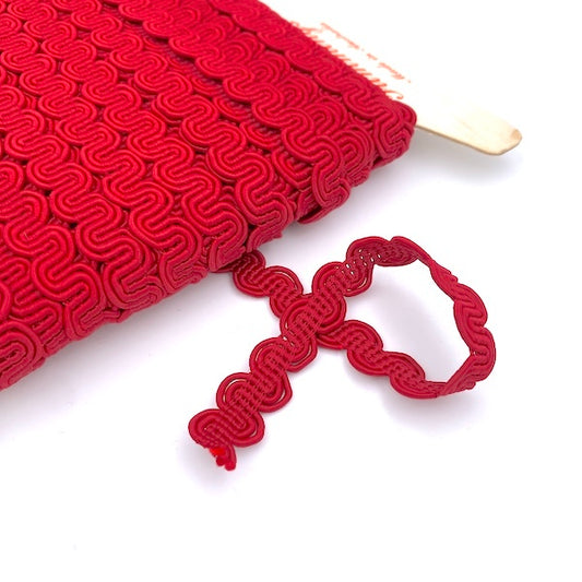 GIMP BRAID Curved 13mm Atom Red Per meter / Mollies New Zealand