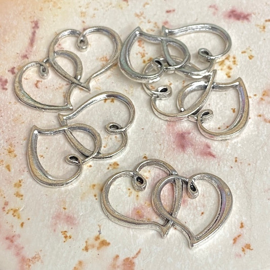 SULLIVANS Charm Silver Double Heart / Mollies New Zealand