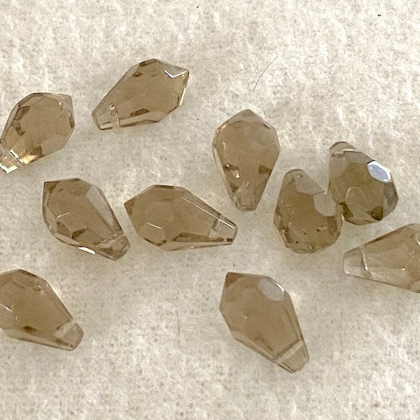 SULLIVANS Glass Teardrop Beads 15mm Smoke 9PK / Mollies New Zealand