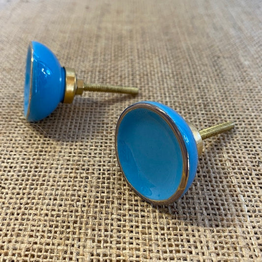 CERAMIC KNOB Makena Blue & Gold / Mollies New Zealand