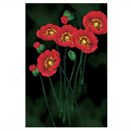 NEEDLEART WORLD No Count Embroidery Red Poppies on Black | Mollies Make And Create NZ