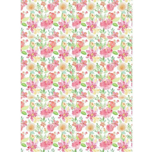 STAMPERIA Rice Paper Circle of Love Aquerel Flower A4 / Mollies New Zealand