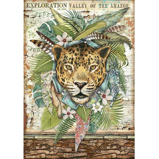 STAMPERIA Rice Paper Amazonia Jaguar A4 / Mollies New Zealand