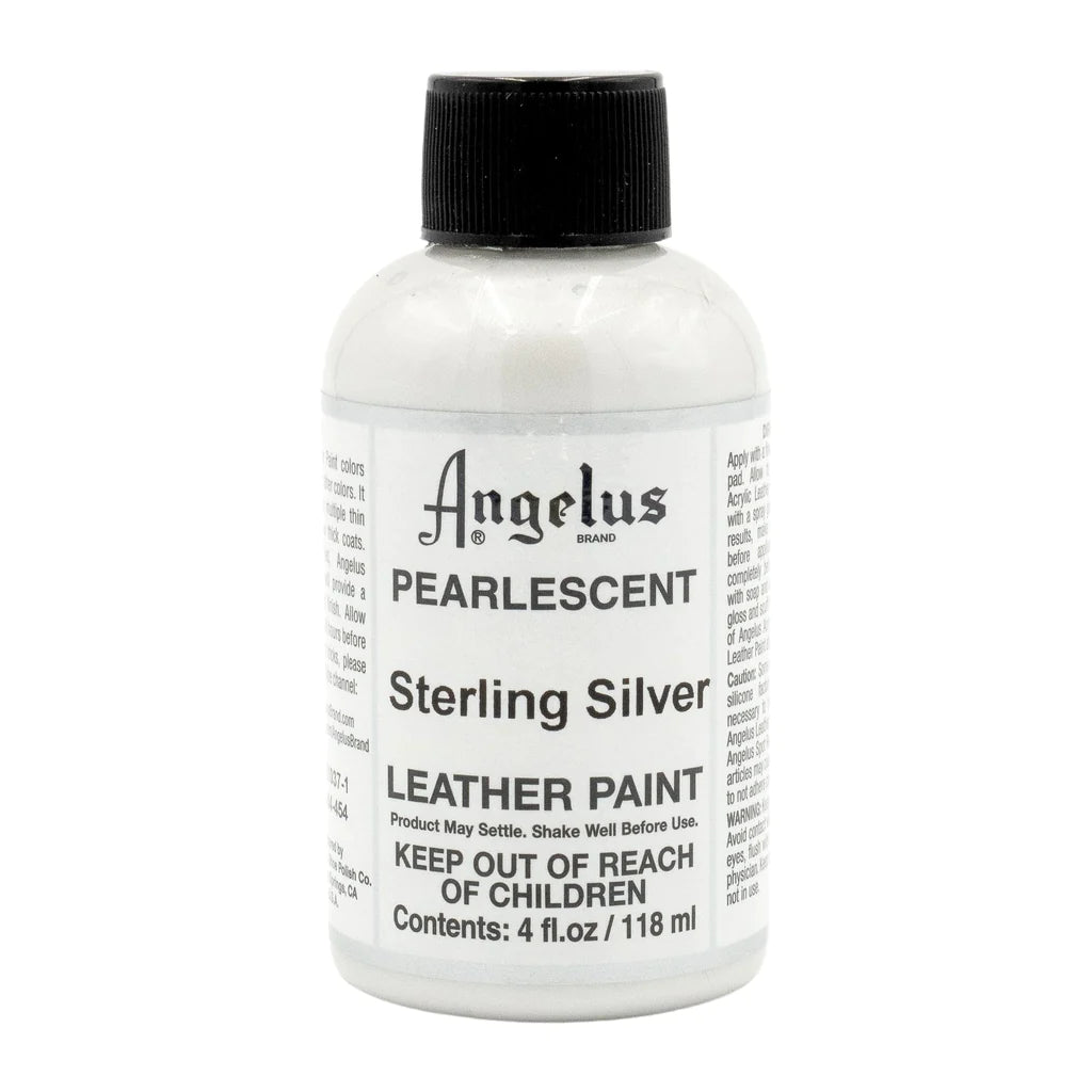 ANGELUS Acrylic Leather Paint Sterling Silver Pearlescent 118ml Sterling Silver / Mollies New Zealand