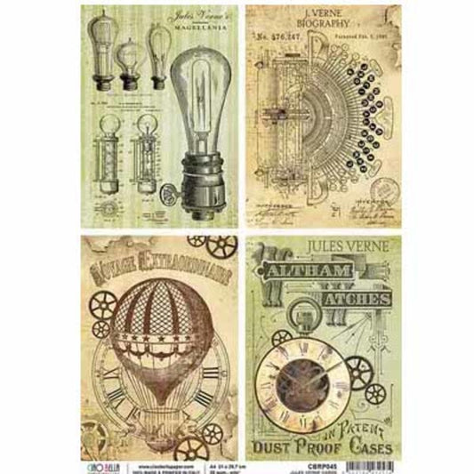 STAMPERIA Rice Paper Jules Verne Cards A4 / Mollies New Zealand